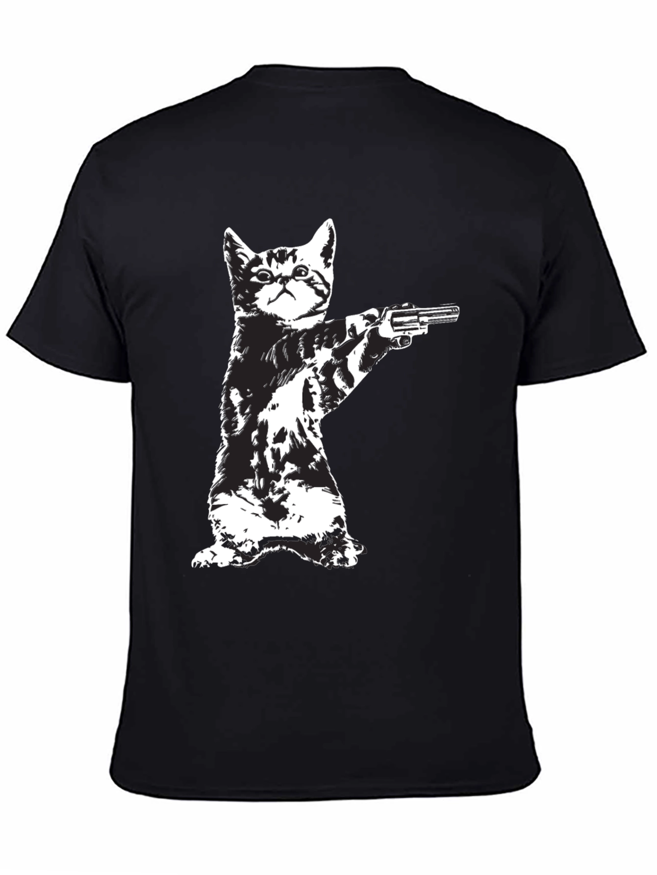 Cat with Gun Graphic T-Shirt