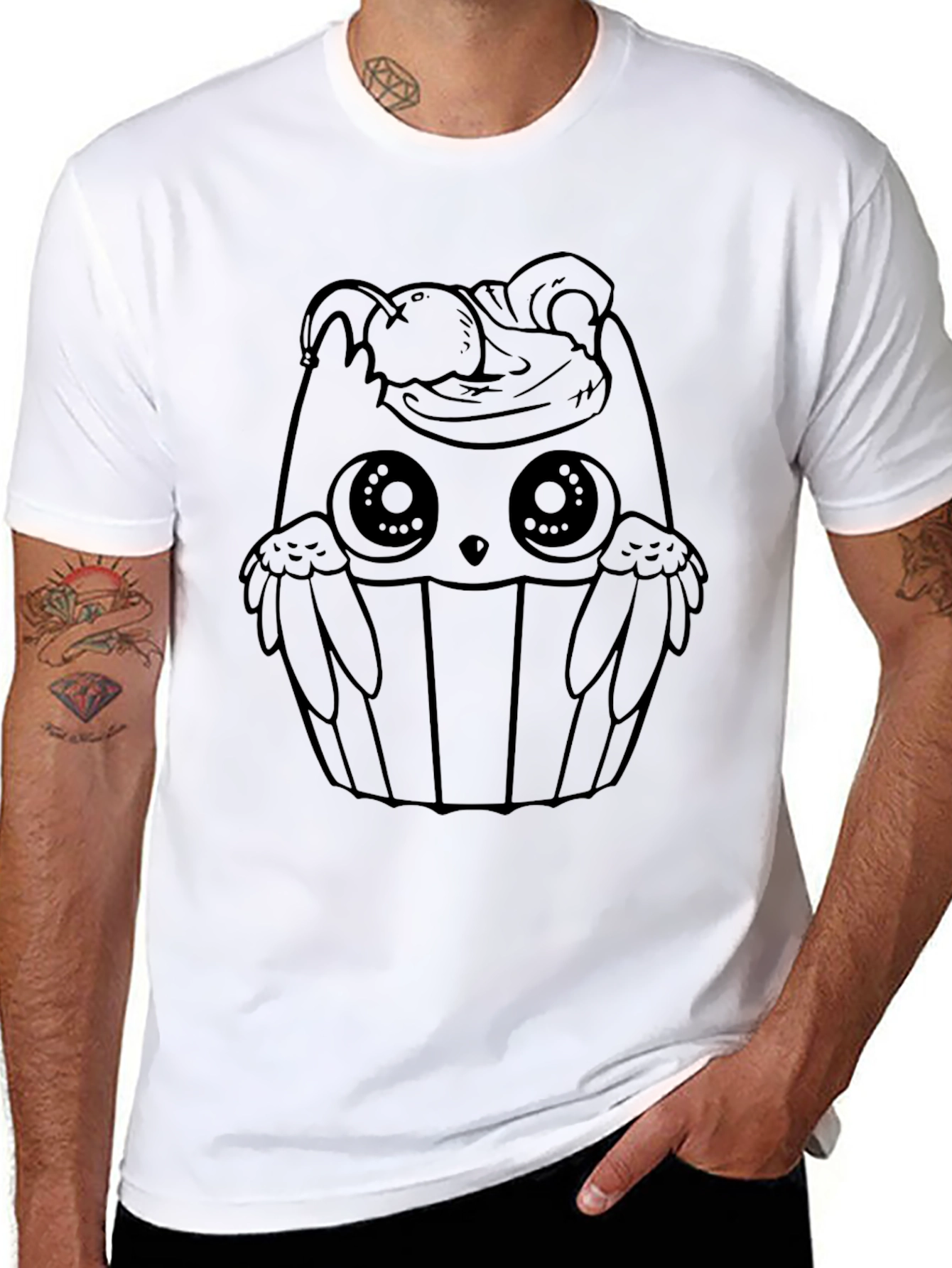 Cupcake Owl T-Shirt - Black Graphic Tee