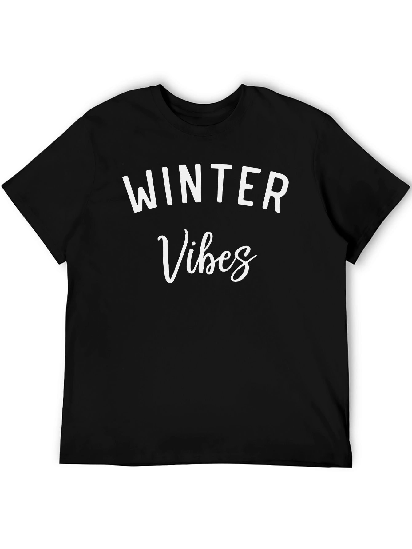Winter Vibes Black Graphic T-Shirt