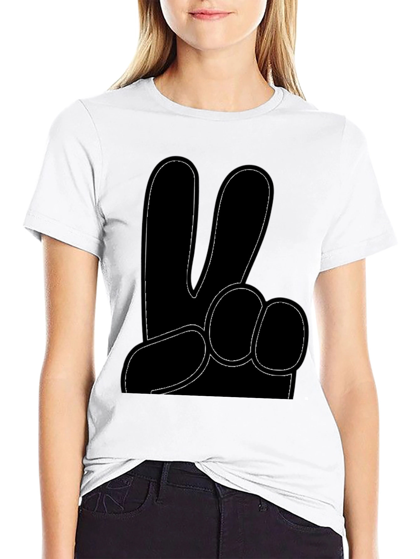 Peace Hand Gesture Graphic T-Shirt