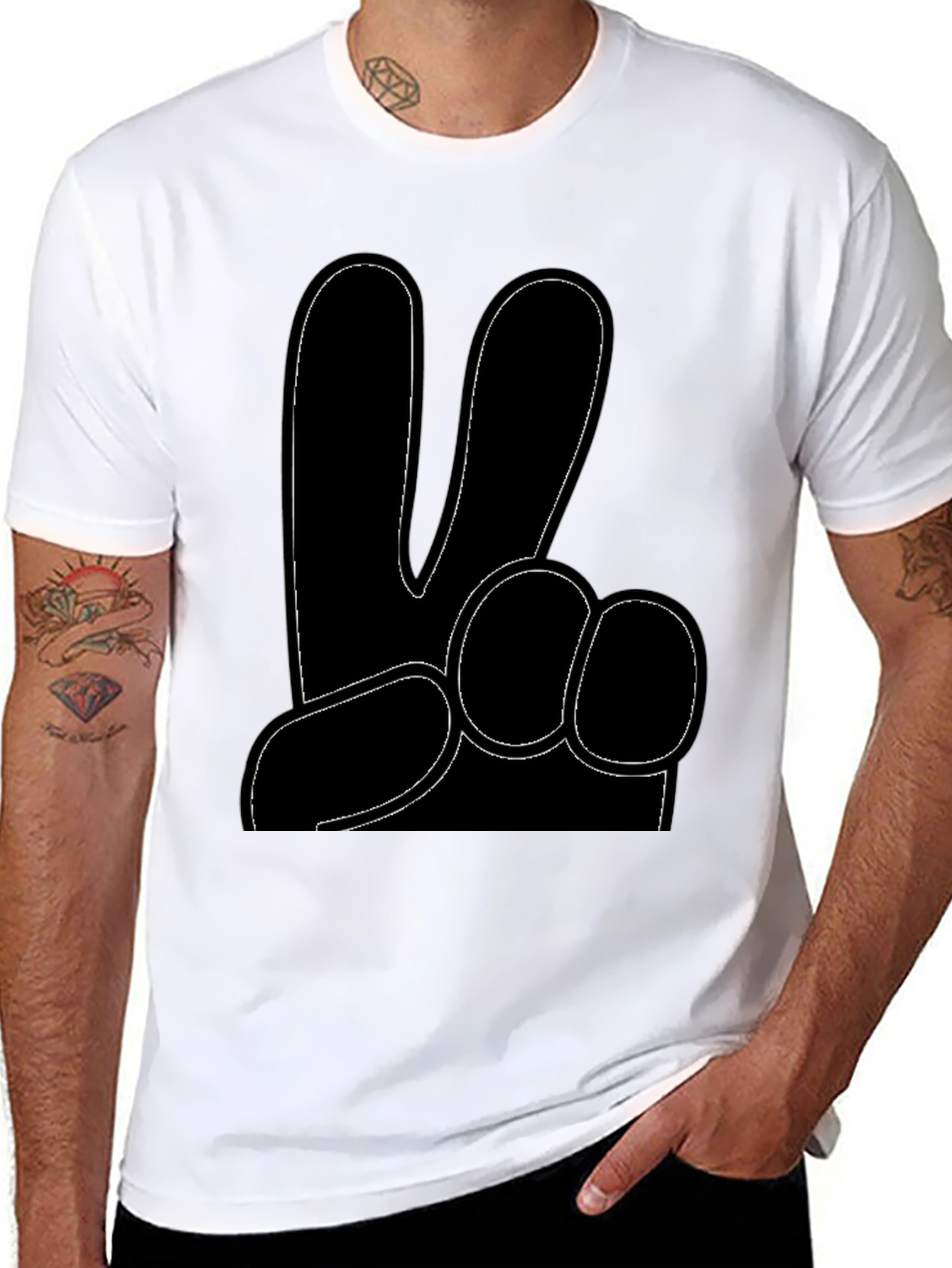 Peace Hand Gesture Graphic T-Shirt