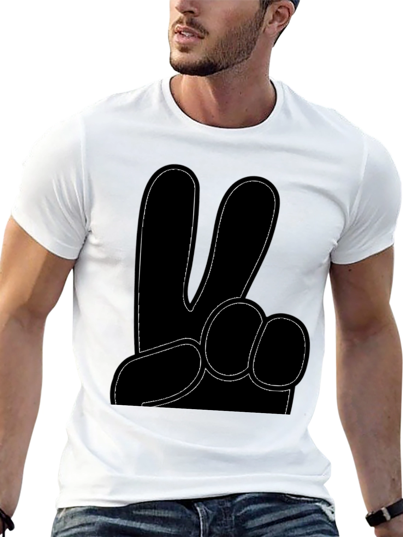 Peace Hand Gesture Graphic T-Shirt