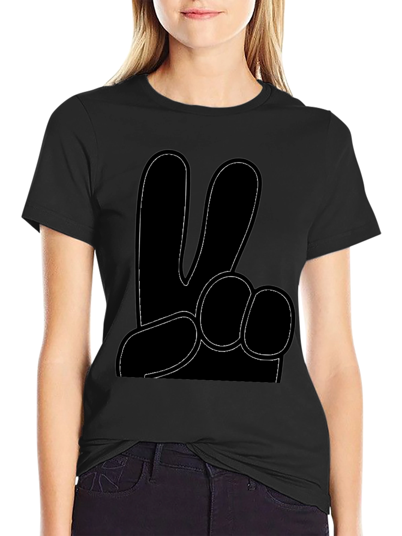 Peace Hand Gesture Graphic T-Shirt