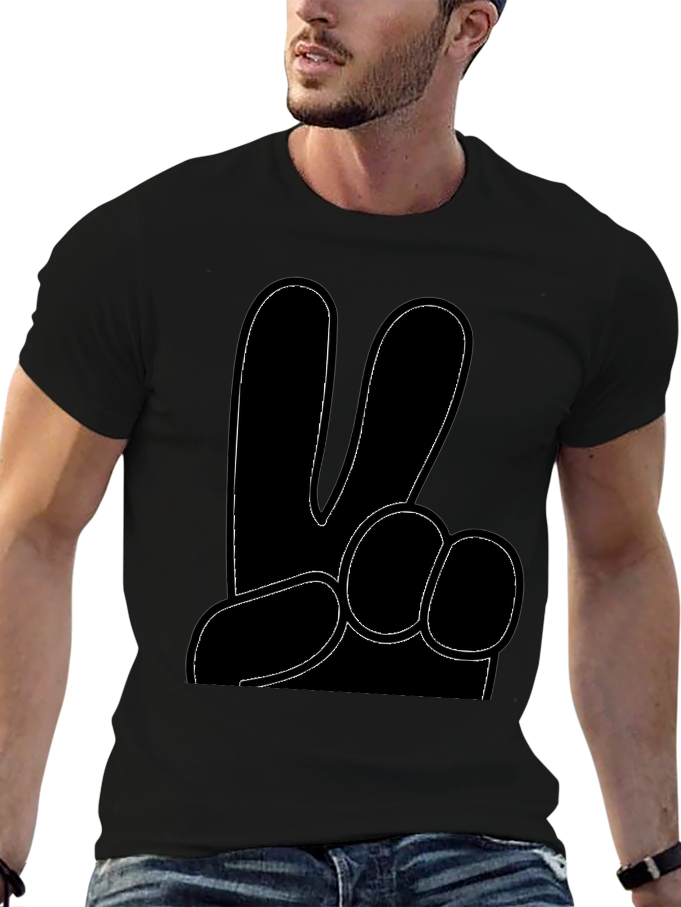 Peace Hand Gesture Graphic T-Shirt