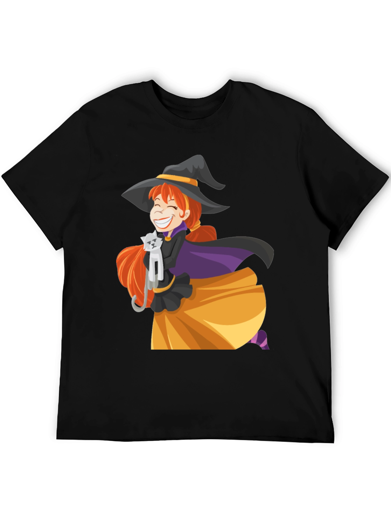 Witch & Cat Graphic T-Shirt - Halloween Tee