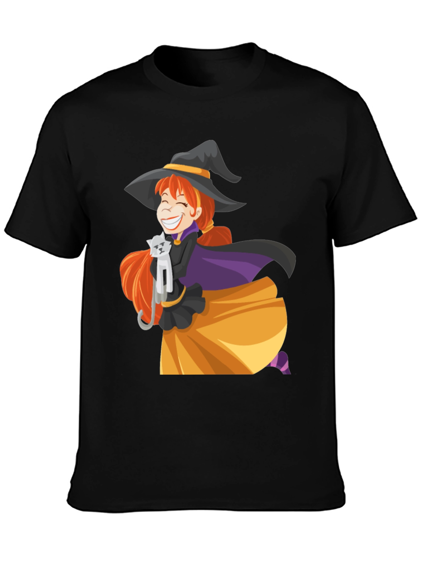 Witch & Cat Graphic T-Shirt - Halloween Tee