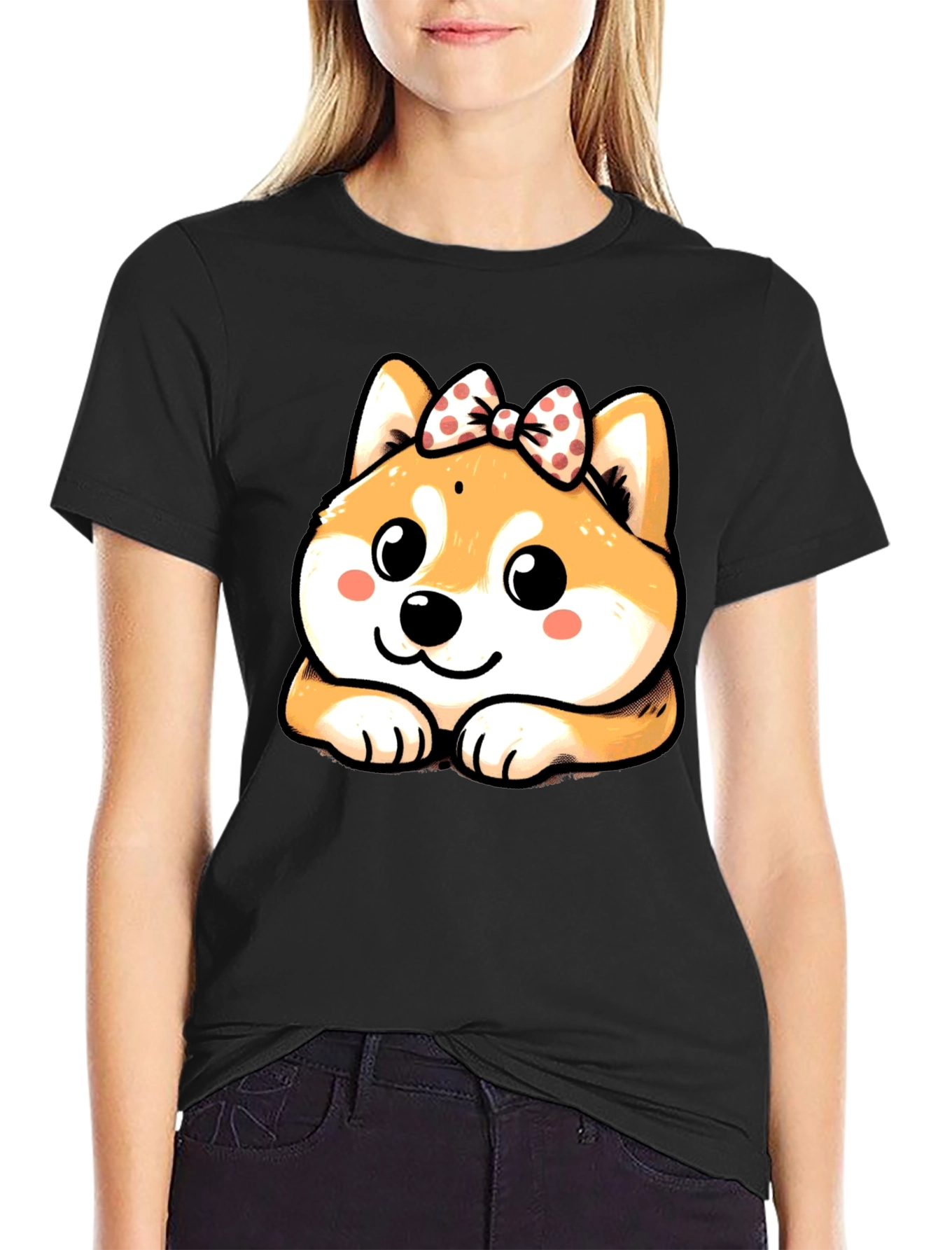 Cute Shiba Inu Bow T-Shirt