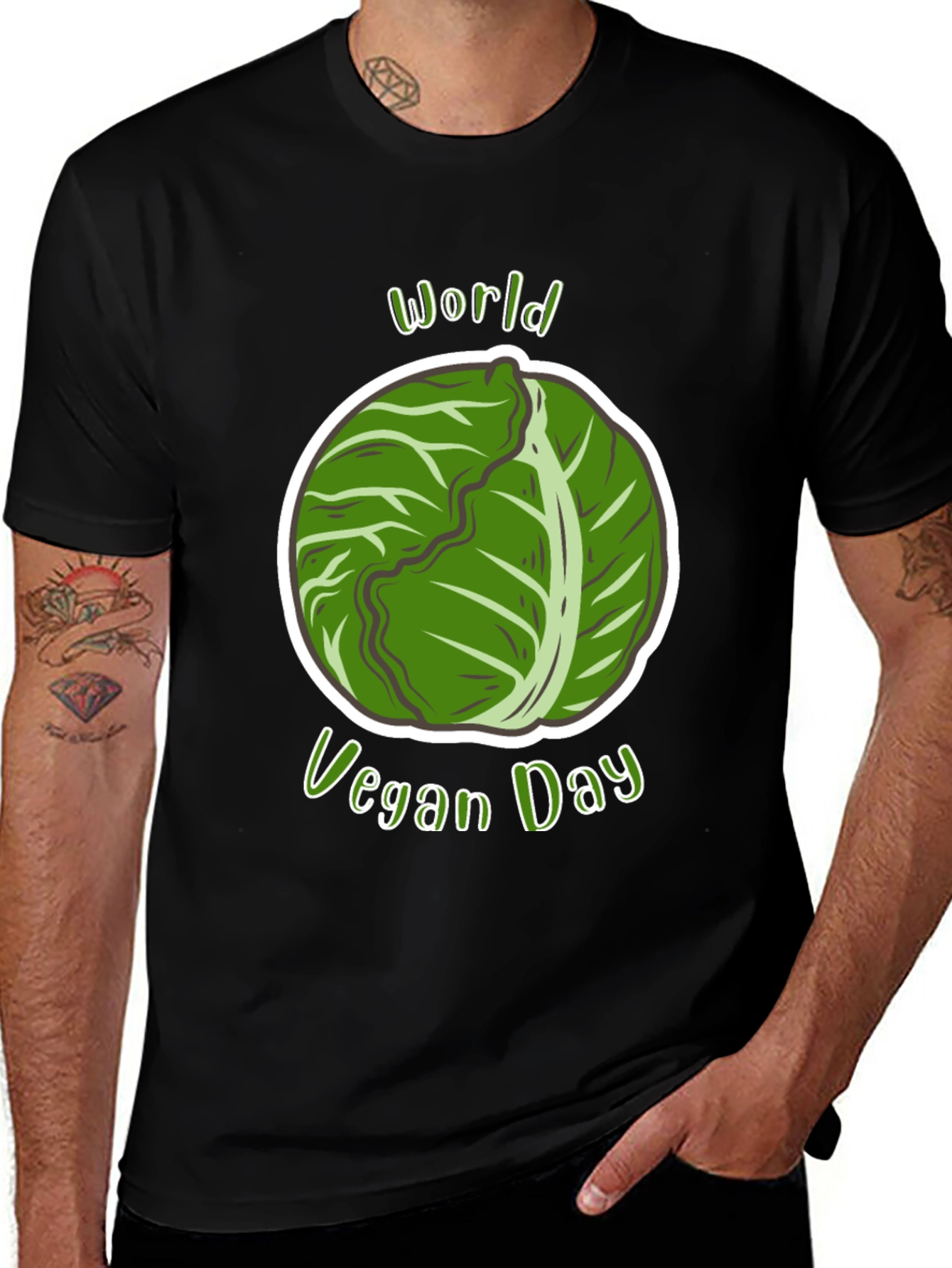 World Vegan Day T-Shirt - Cabbage Design
