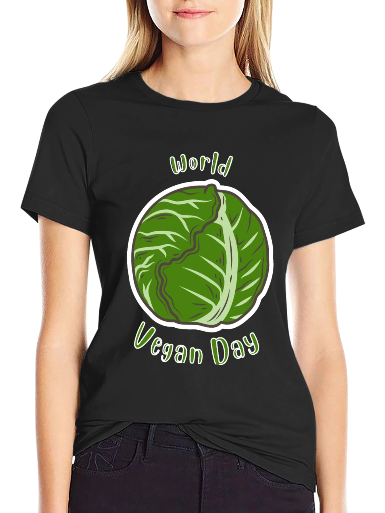World Vegan Day T-Shirt - Cabbage Design