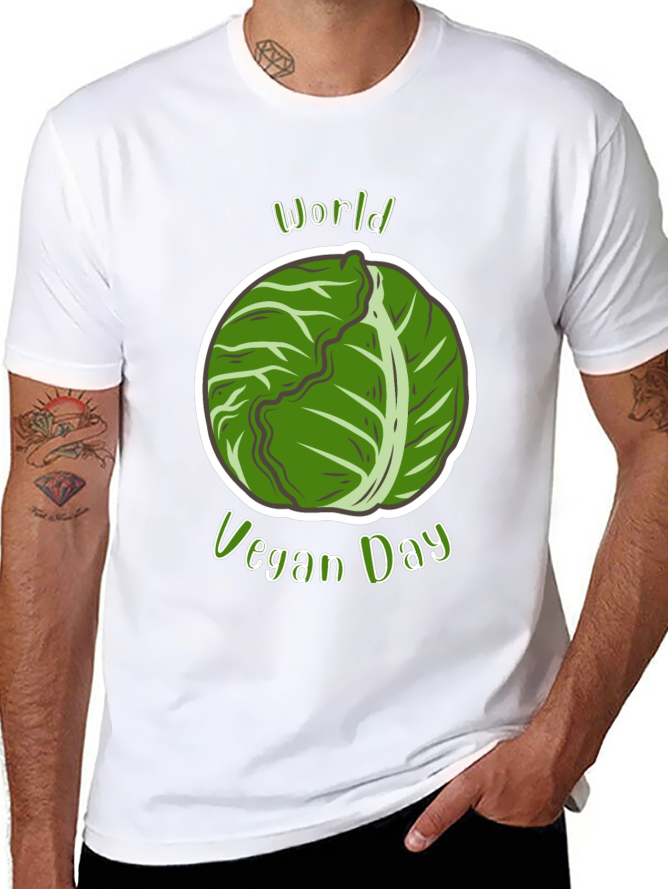 World Vegan Day T-Shirt - Cabbage Design
