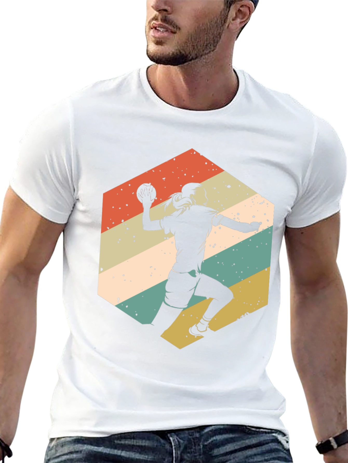 Handball Player Retro Graphic Tee