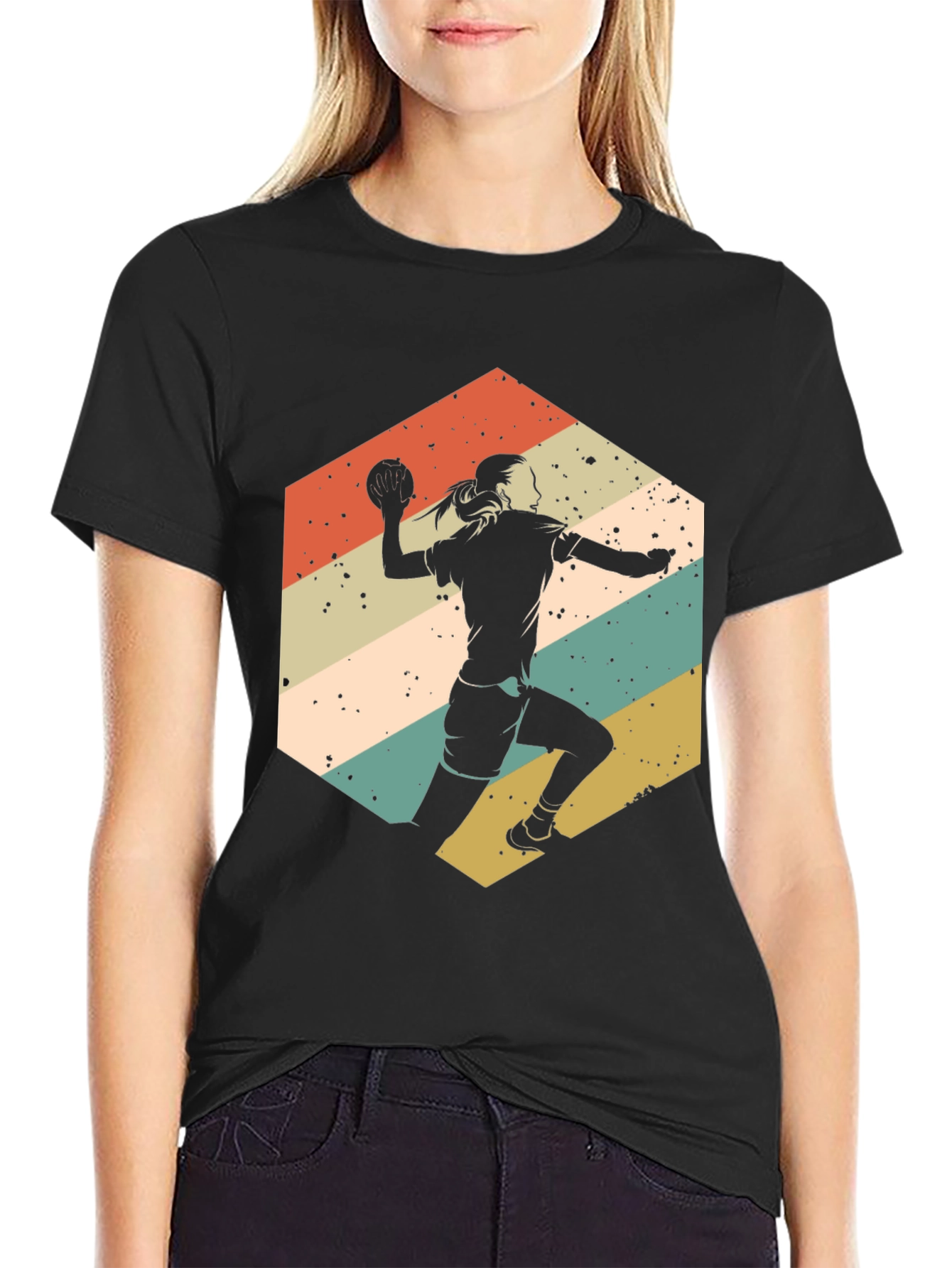 Handball Player Retro Graphic Tee
