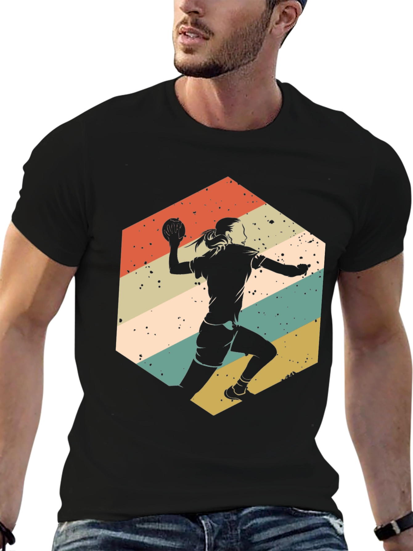 Handball Player Retro Graphic Tee