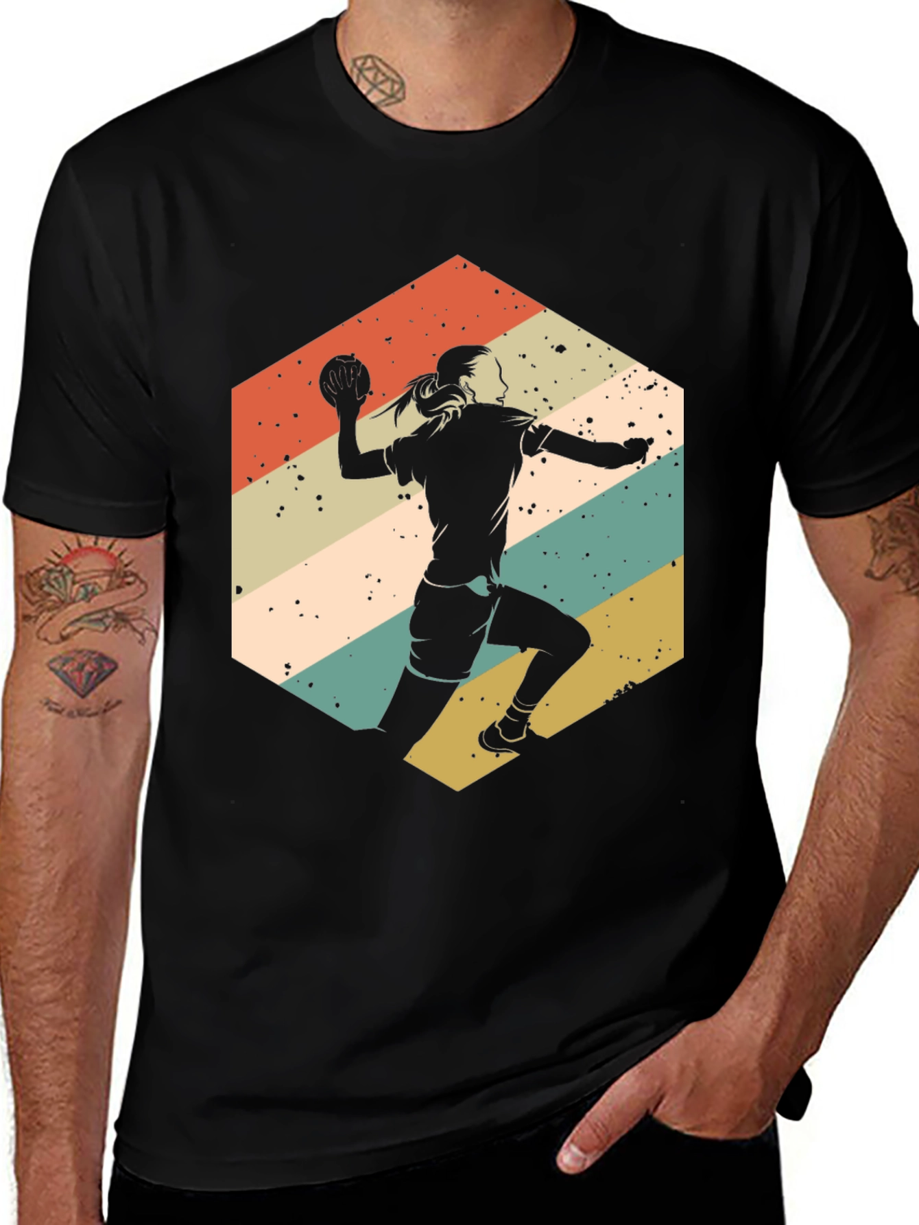 Handball Player Retro Graphic Tee