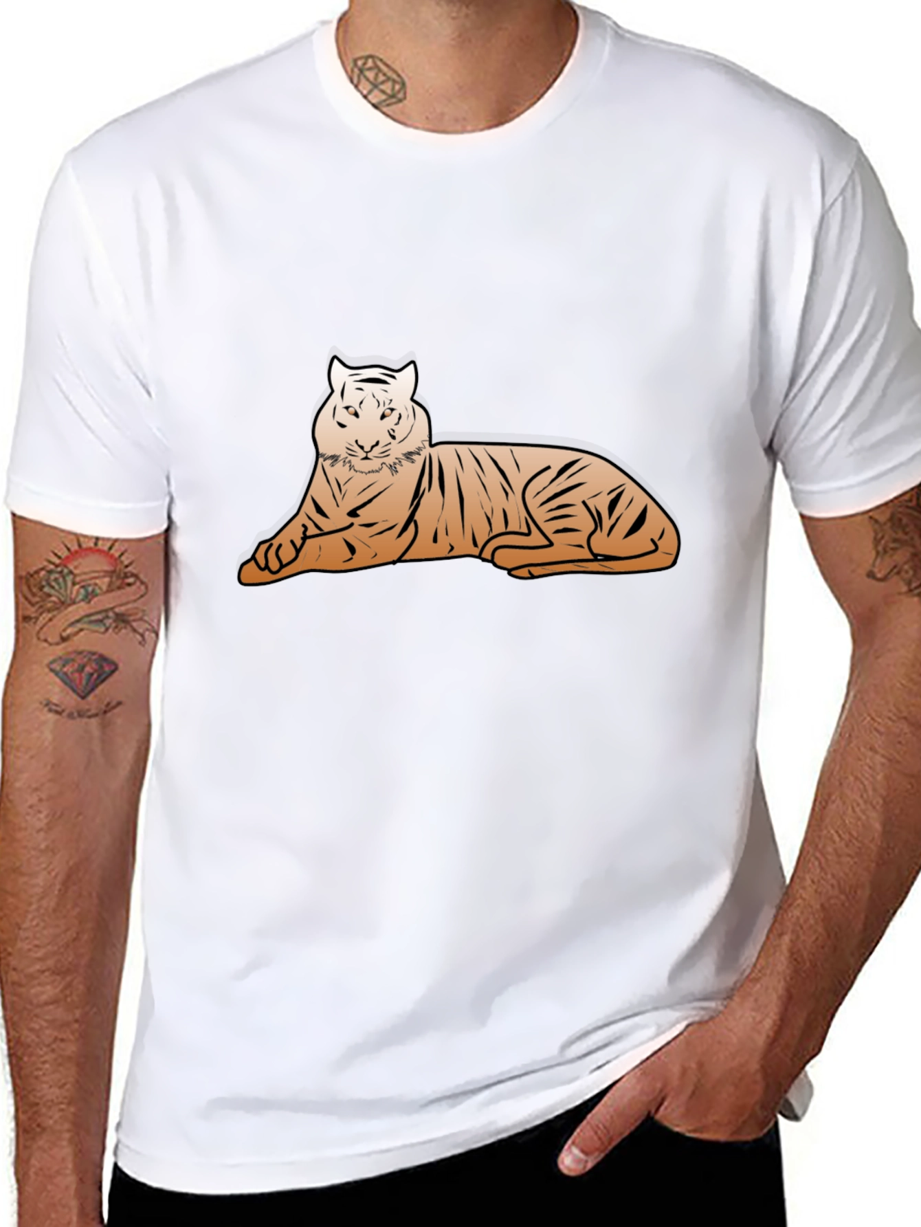 Tiger Graphic Tee - Black Cotton Casual Shirt