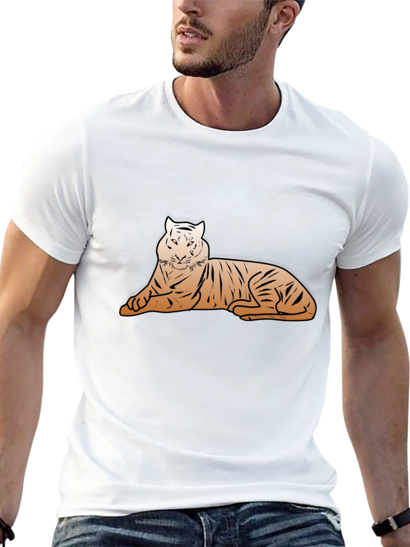 Tiger Graphic Tee - Black Cotton Casual Shirt