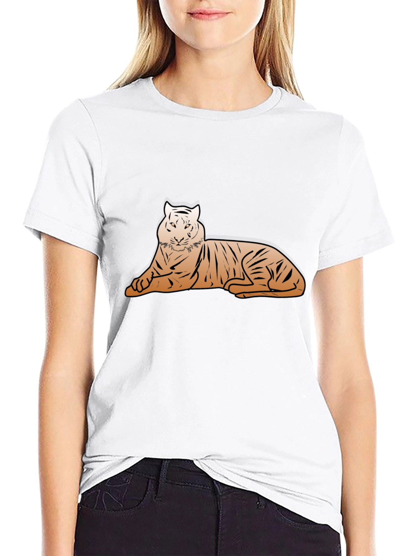 Tiger Graphic Tee - Black Cotton Casual Shirt
