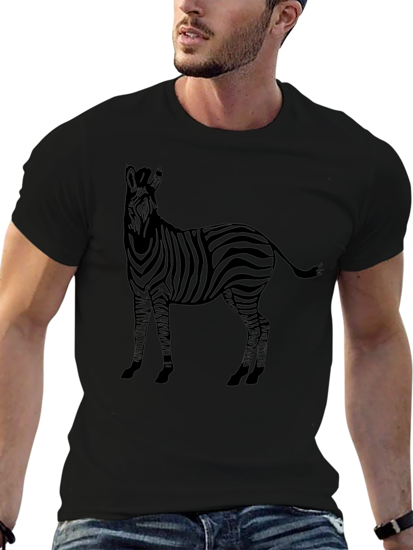 Zebra Print Black T-Shirt - Stylish Animal Tee