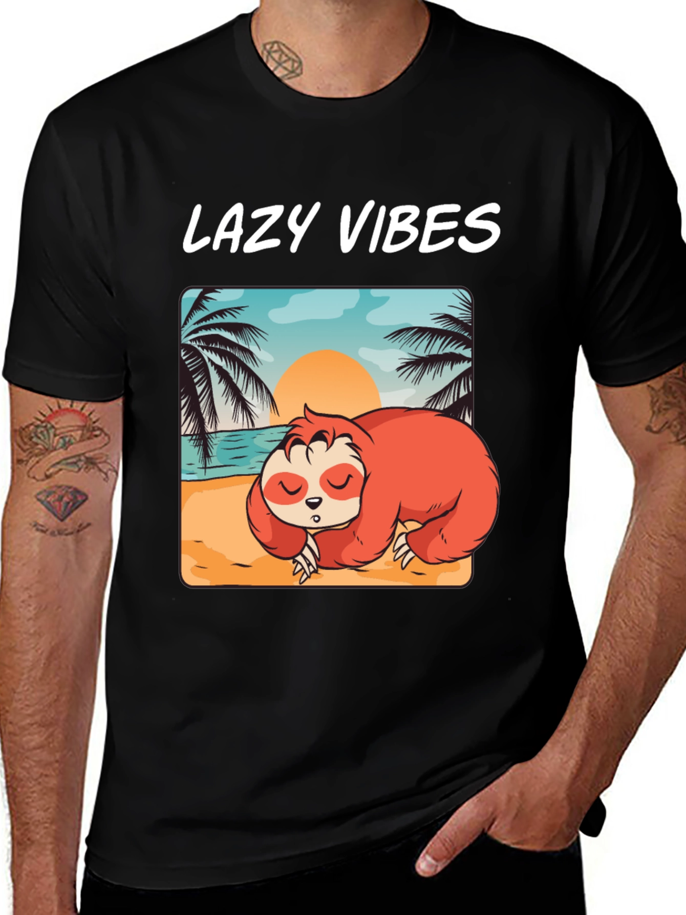 Lazy Vibes Sloth Beach T-Shirt