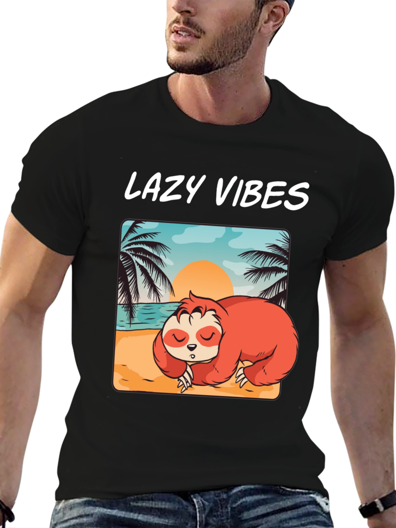 Lazy Vibes Sloth Beach T-Shirt