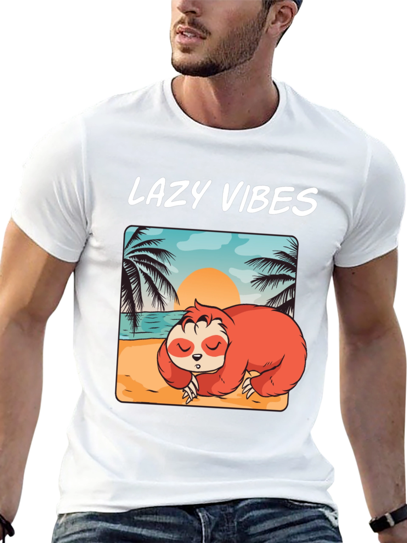 Lazy Vibes Sloth Beach T-Shirt
