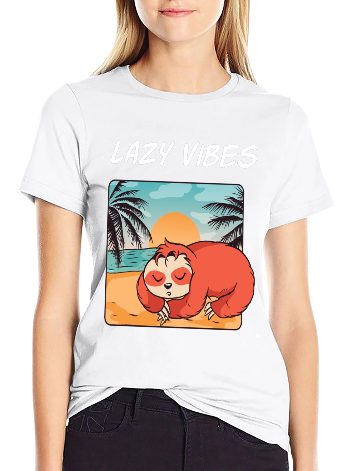 Lazy Vibes Sloth Beach T-Shirt