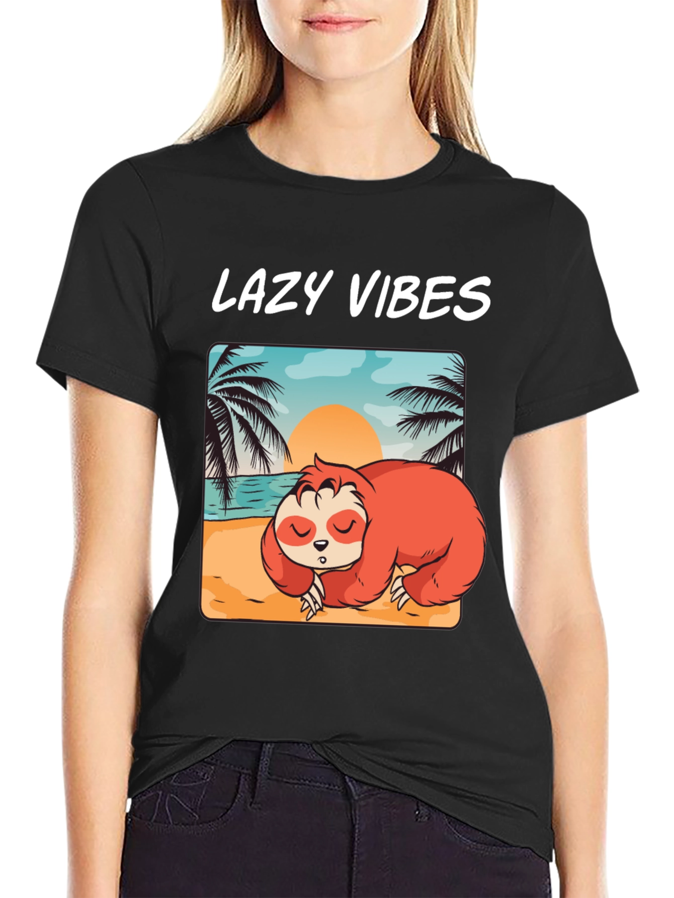 Lazy Vibes Sloth Beach T-Shirt