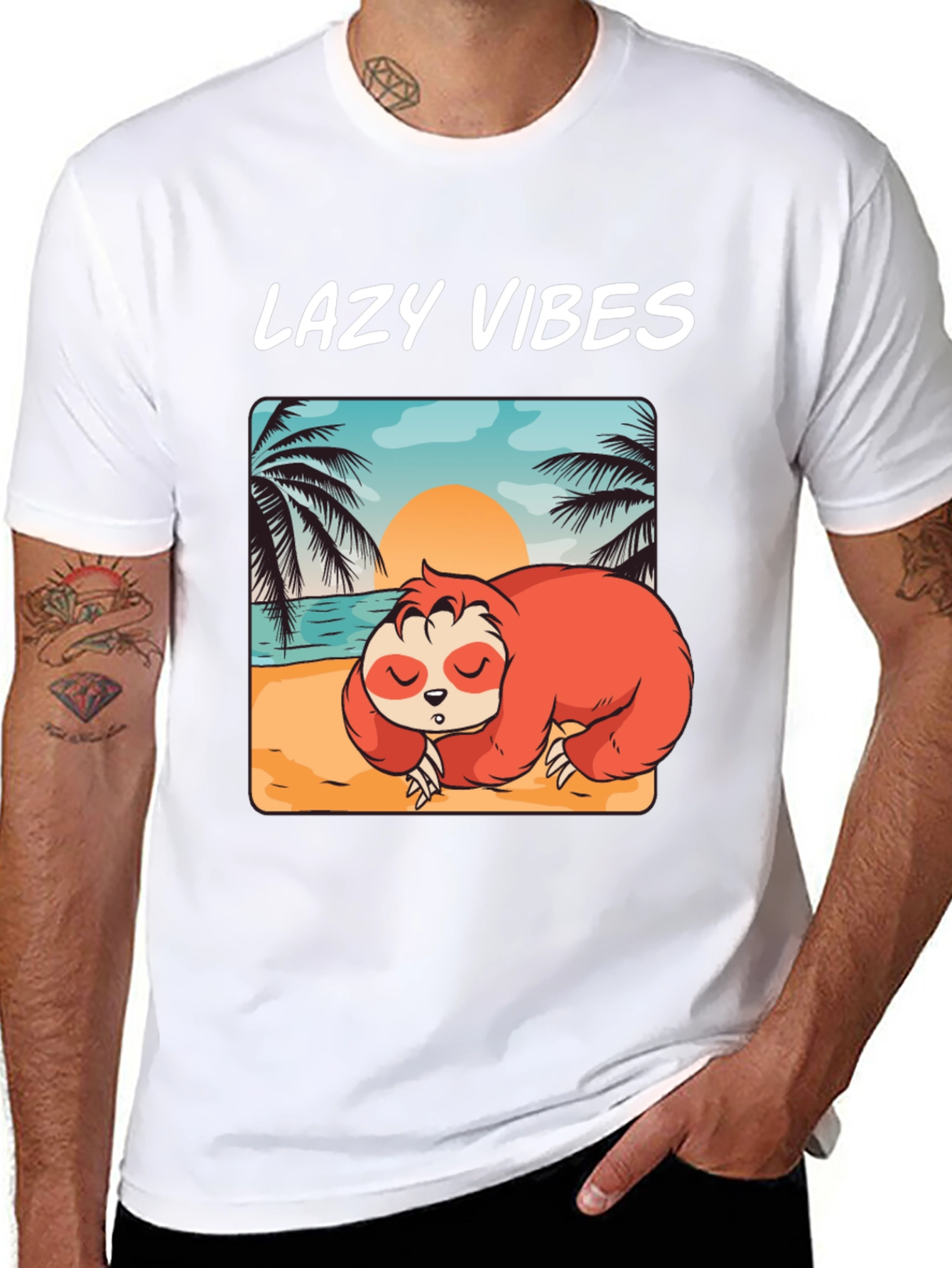 Lazy Vibes Sloth Beach T-Shirt