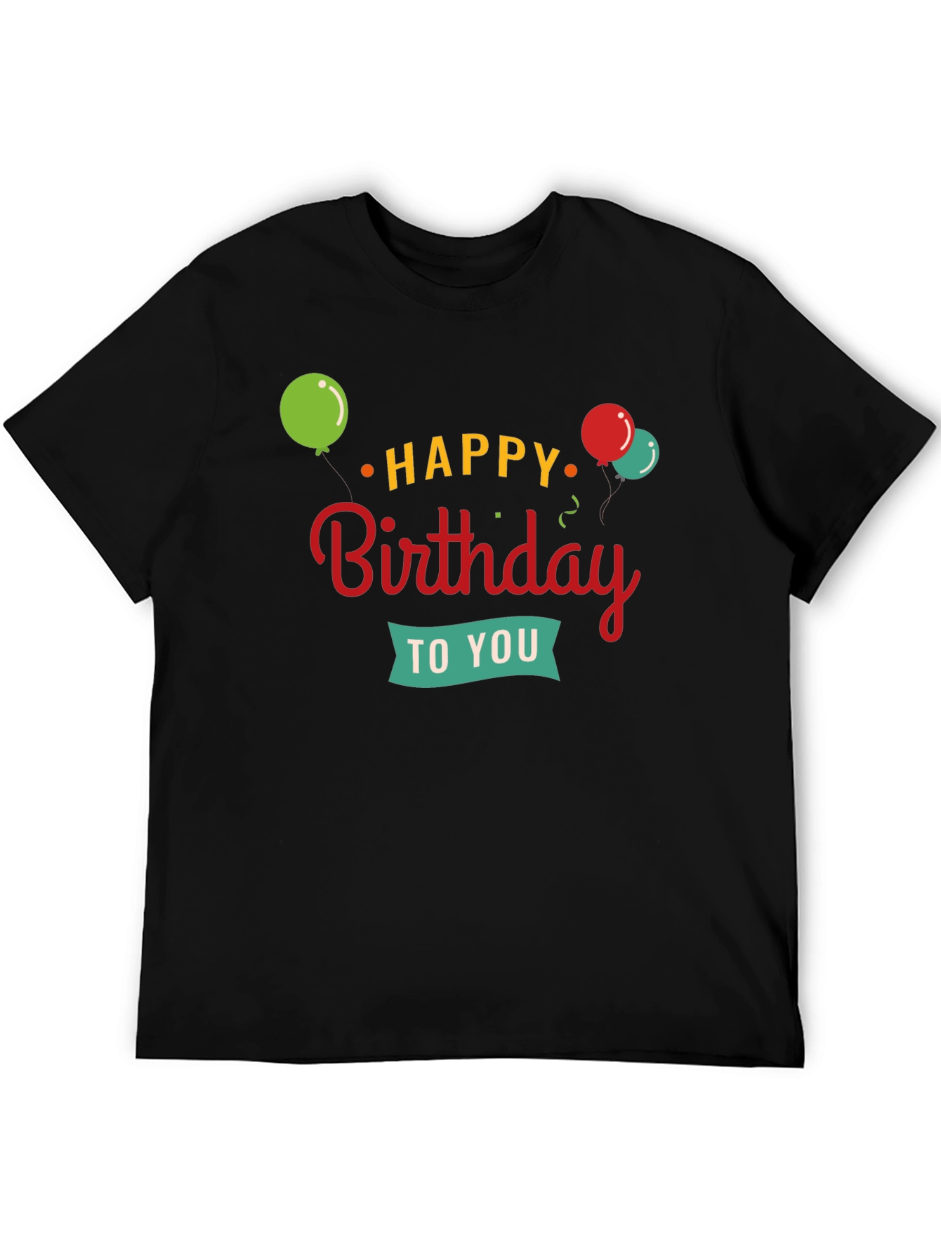 Happy Birthday Graphic Tee | Black Crewneck T-Shirt