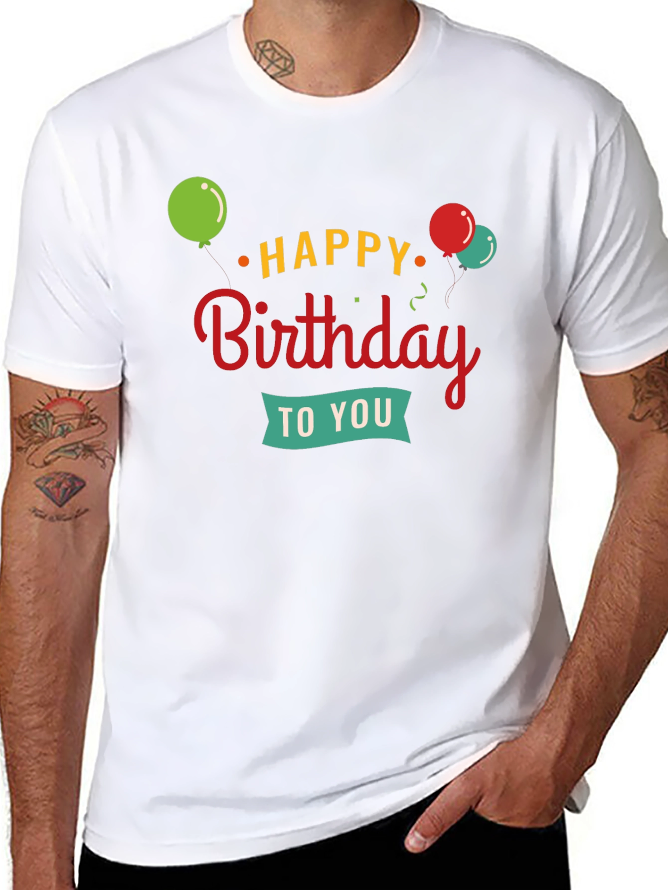 Happy Birthday Graphic Tee | Black Crewneck T-Shirt