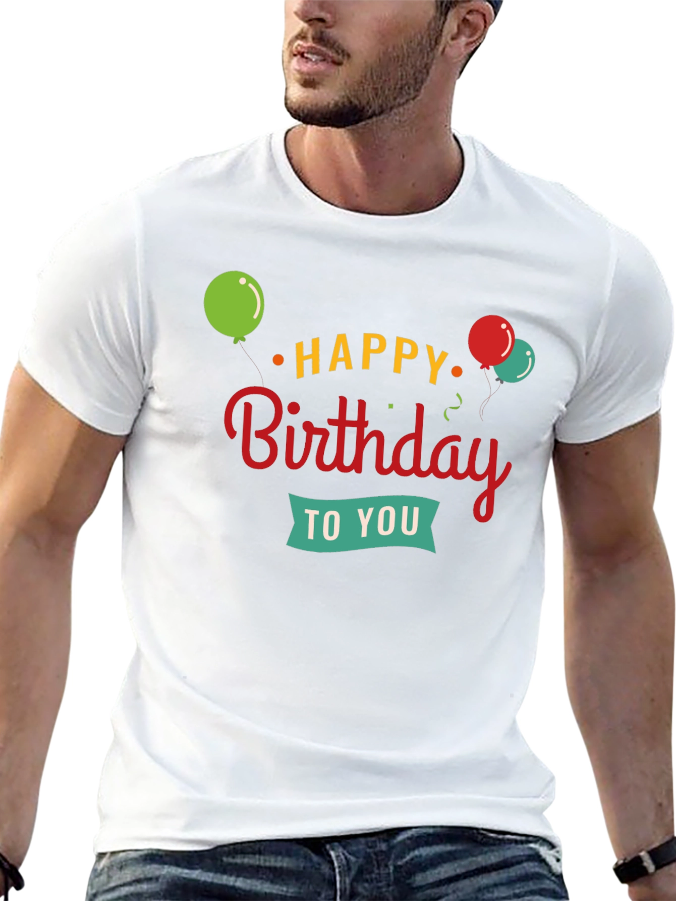 Happy Birthday Graphic Tee | Black Crewneck T-Shirt
