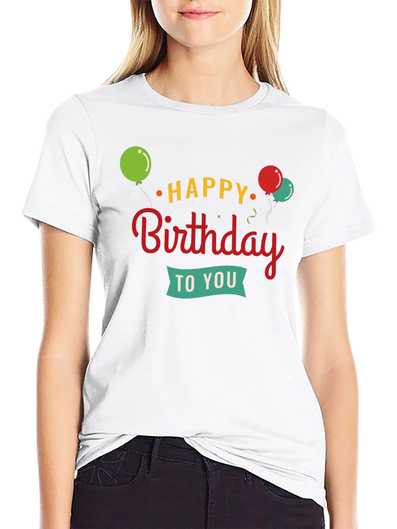 Happy Birthday Graphic Tee | Black Crewneck T-Shirt