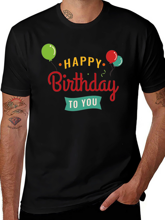 Happy Birthday Graphic Tee | Black Crewneck T-Shirt