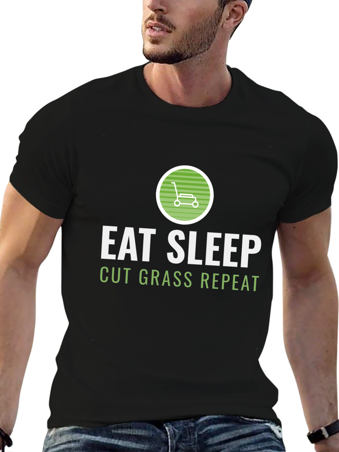 Eat Sleep Cut Grass Repeat Graphic Tee