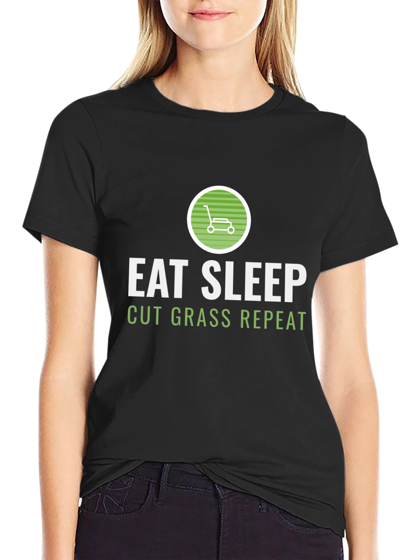 Eat Sleep Cut Grass Repeat Graphic Tee