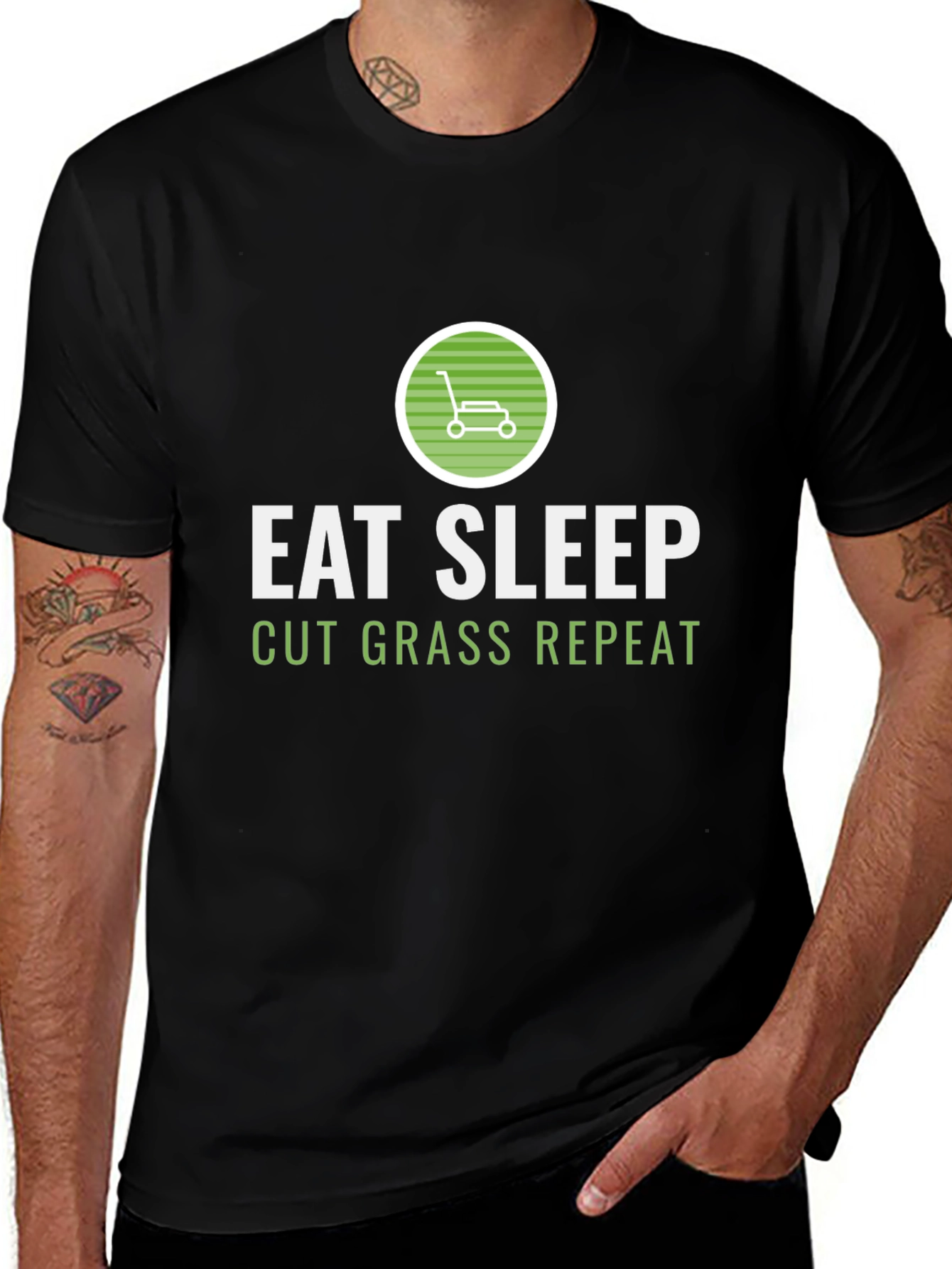 Eat Sleep Cut Grass Repeat Graphic Tee