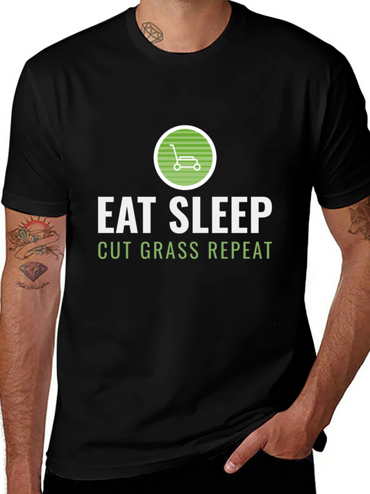 Eat Sleep Cut Grass Repeat Graphic Tee