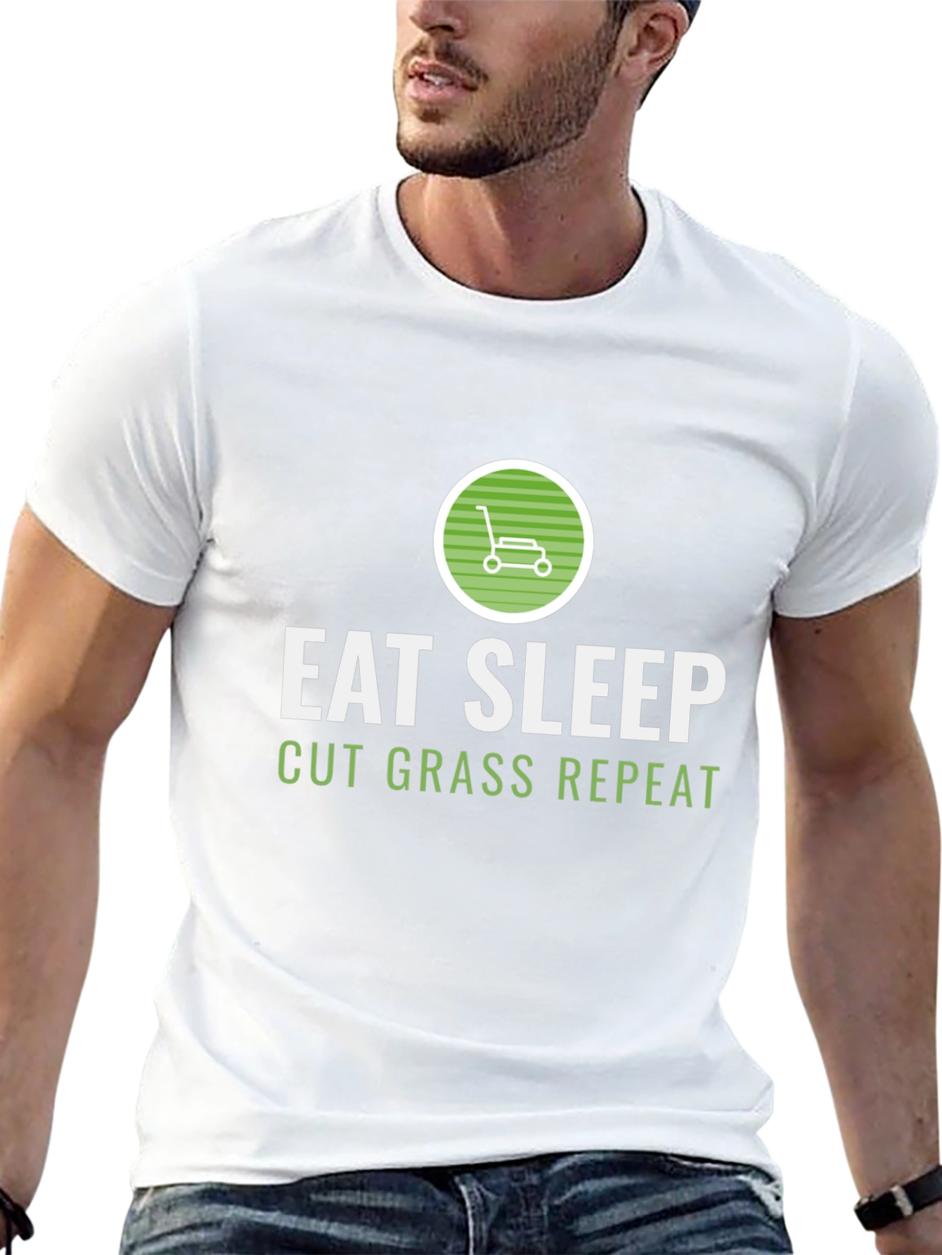 Eat Sleep Cut Grass Repeat Graphic Tee