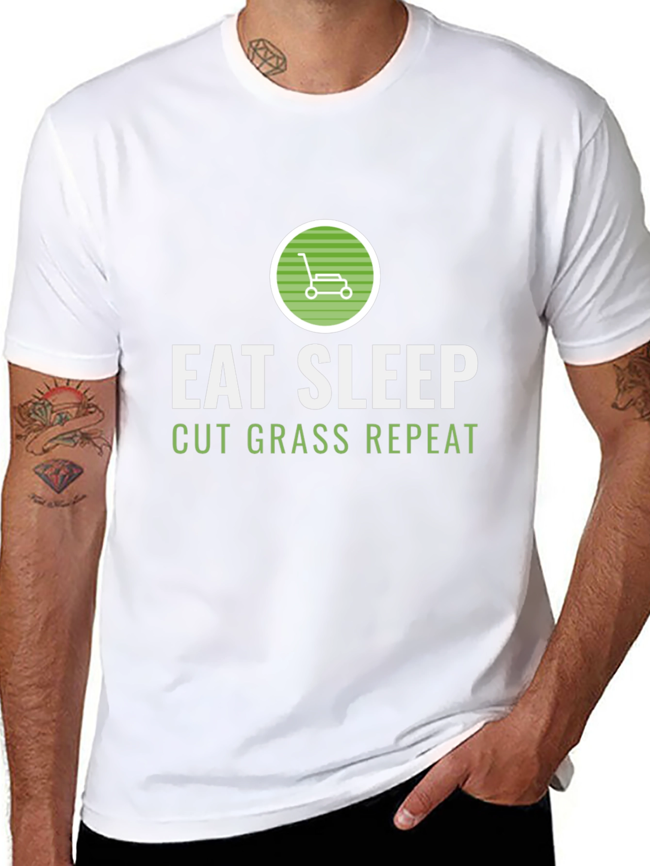 Eat Sleep Cut Grass Repeat Graphic Tee