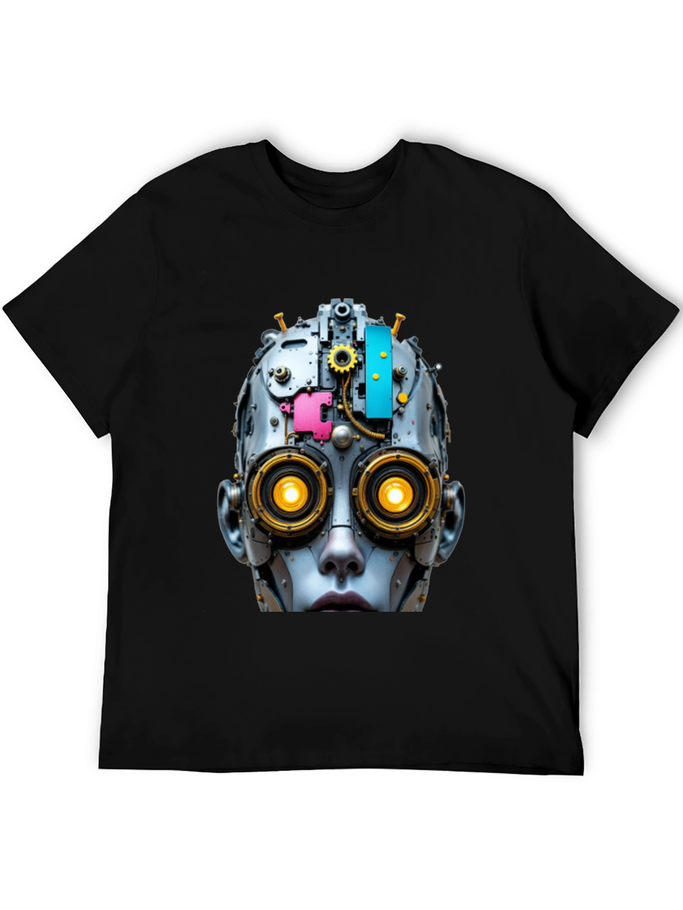 Steampunk Robot Head Graphic T-Shirt