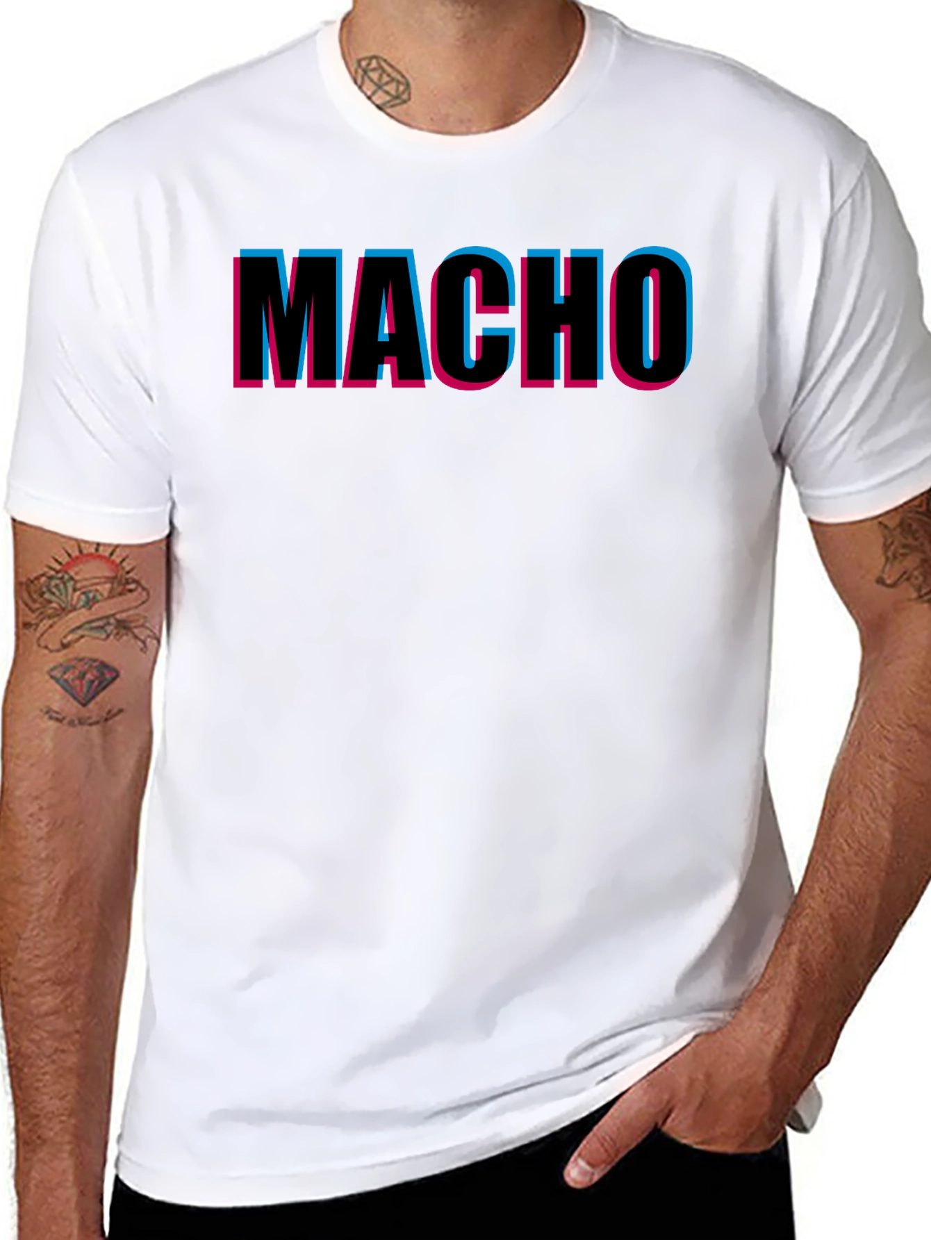 Macho Graphic Tee - Bold 3D Style