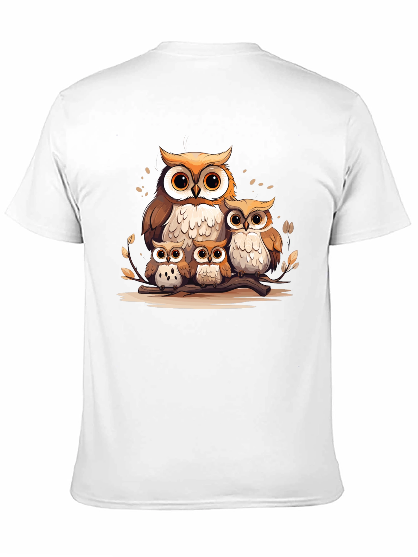 Owl Family Graphic Tee - Black Cotton T-Shirt