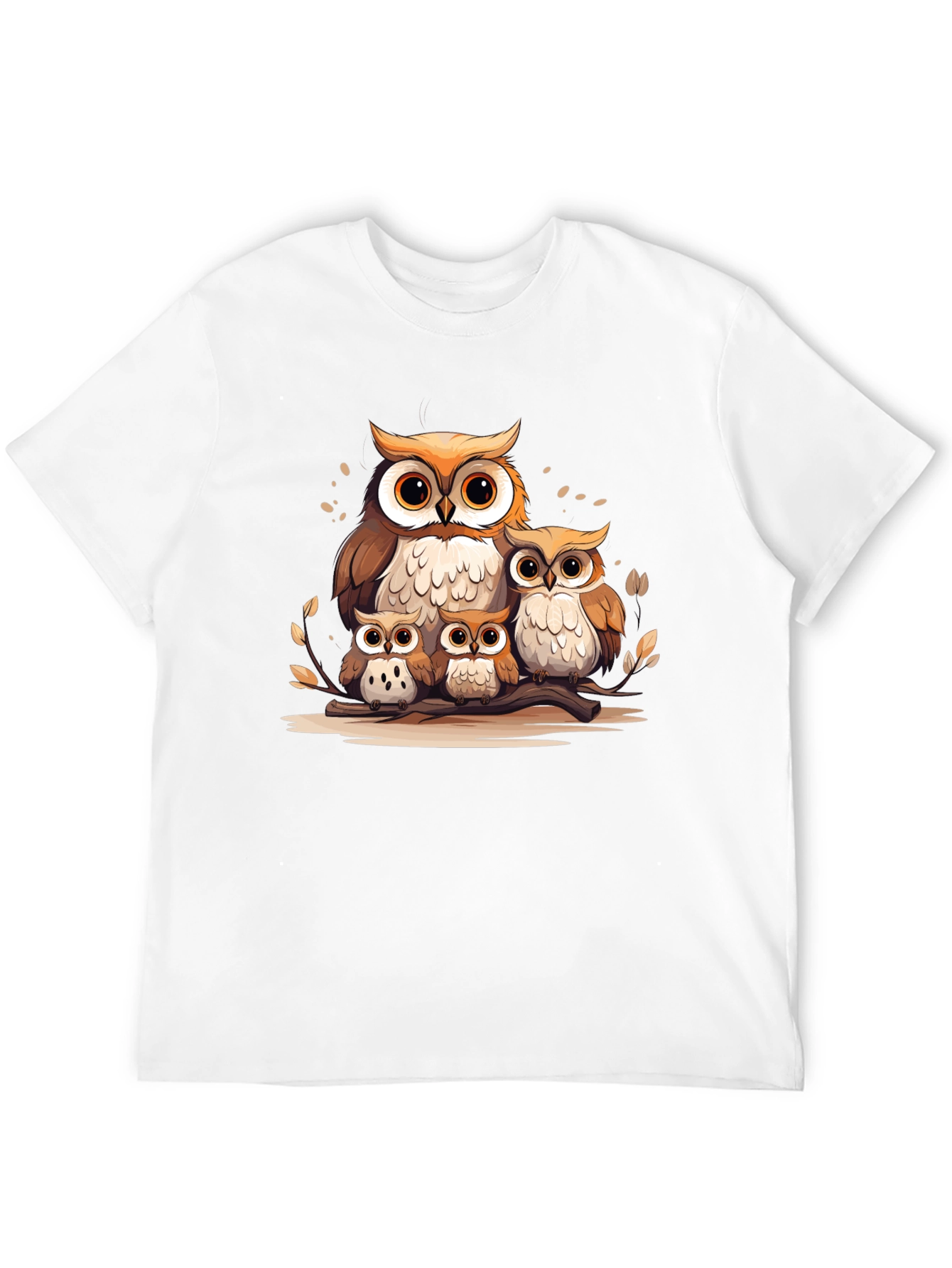 Owl Family Graphic Tee - Black Cotton T-Shirt