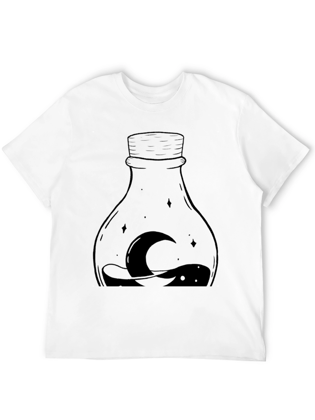 Mens Black Moon Bottle Graphic Tee