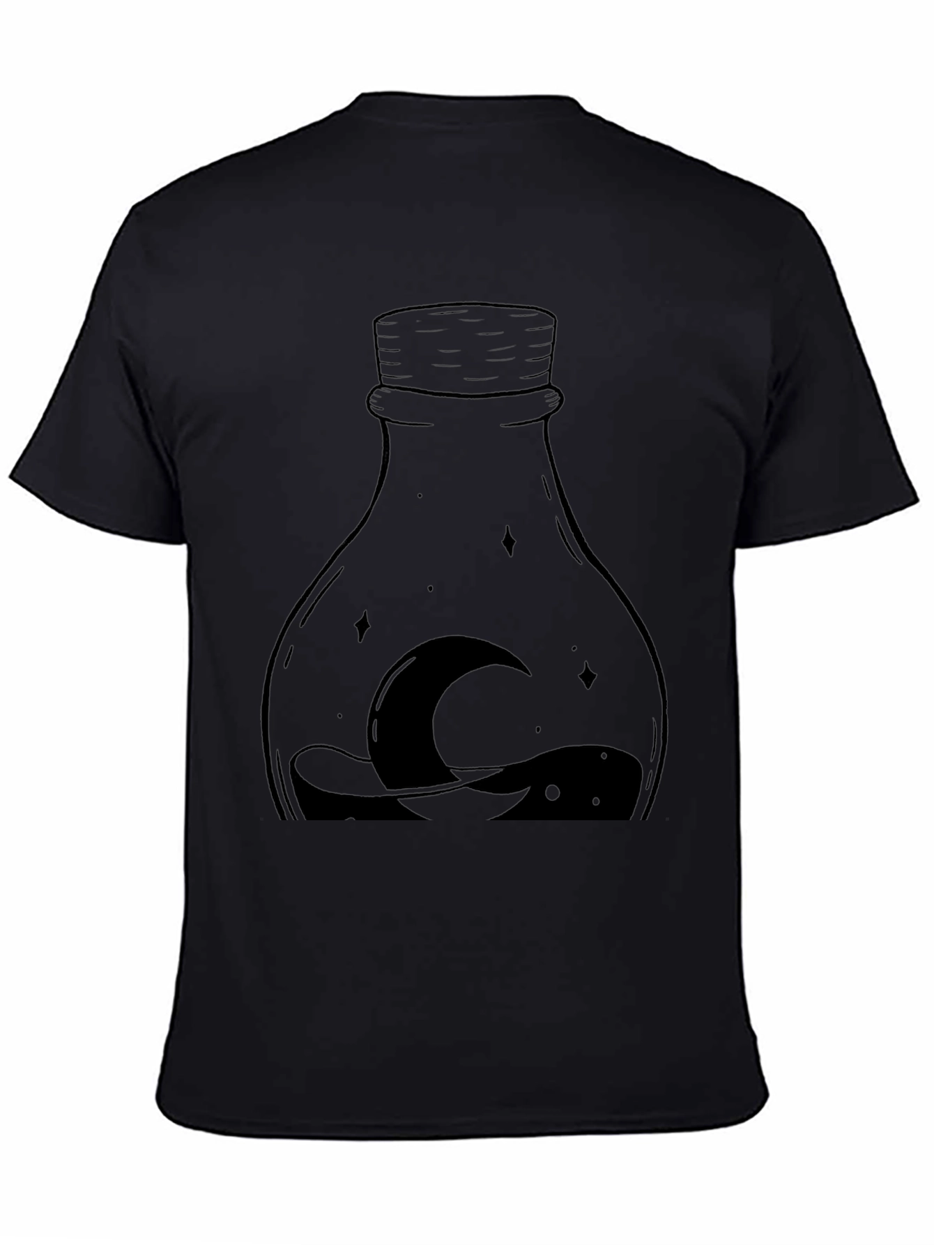 Mens Black Moon Bottle Graphic Tee