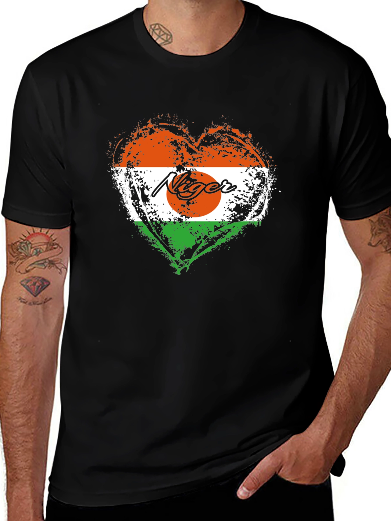 Niger Flag Heart T-Shirt - Stylish Graphic Tee