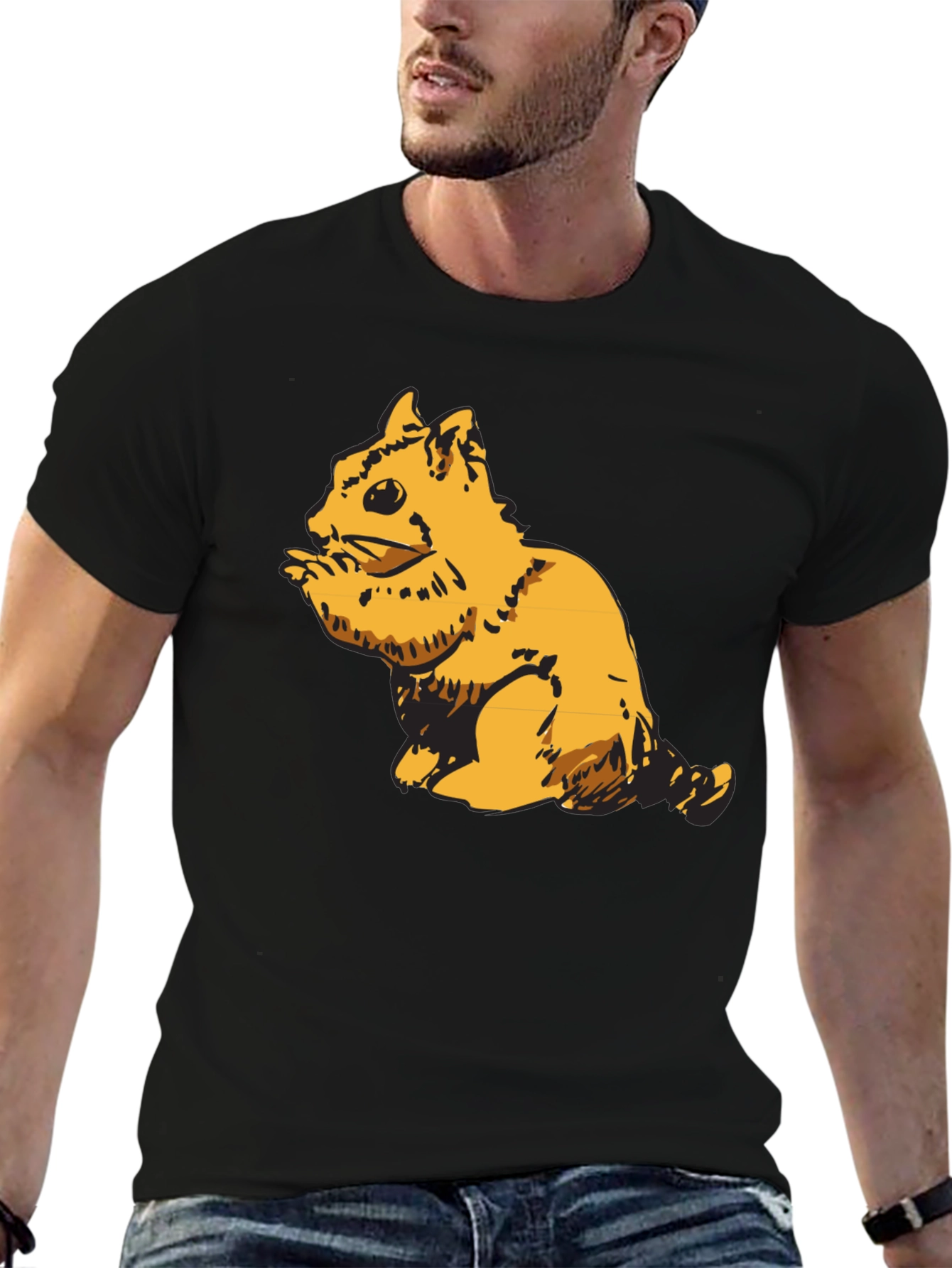 Squirrel Graphic Black T-Shirt for Men