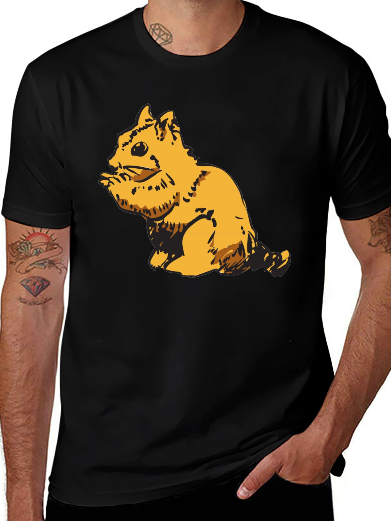 Squirrel Graphic Black T-Shirt for Men