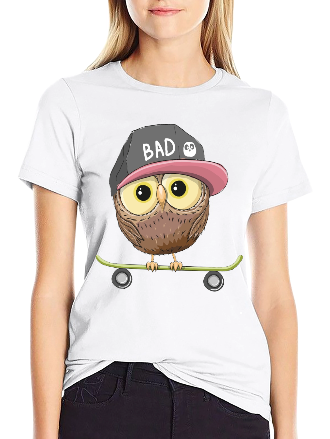 Cool Owl Skateboard Graphic T-Shirt