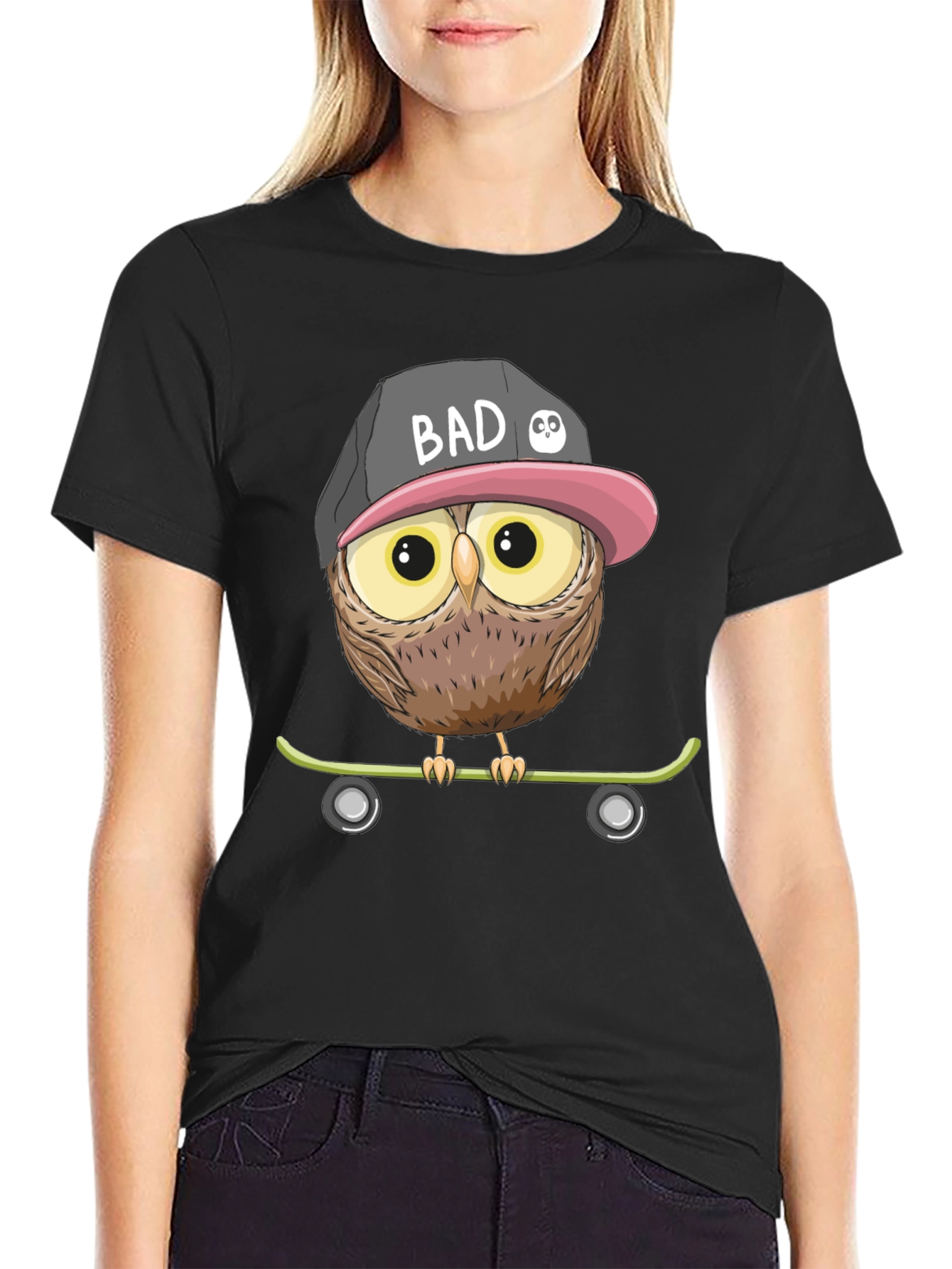 Cool Owl Skateboard Graphic T-Shirt